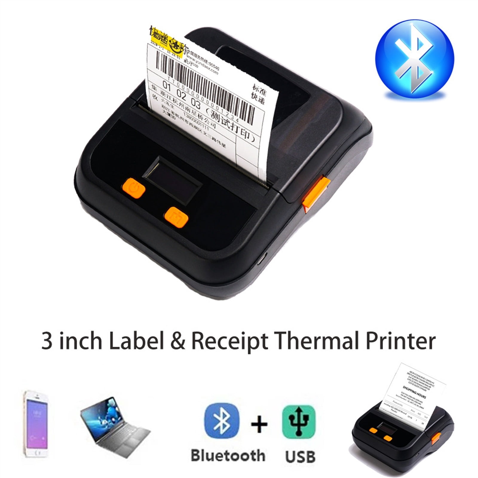 80mm 2in1 Printers Label & Receipt Command Portable Wireless Connected With Phone and Computer Mini Thermal Printer Paper Label ,Fast Printing