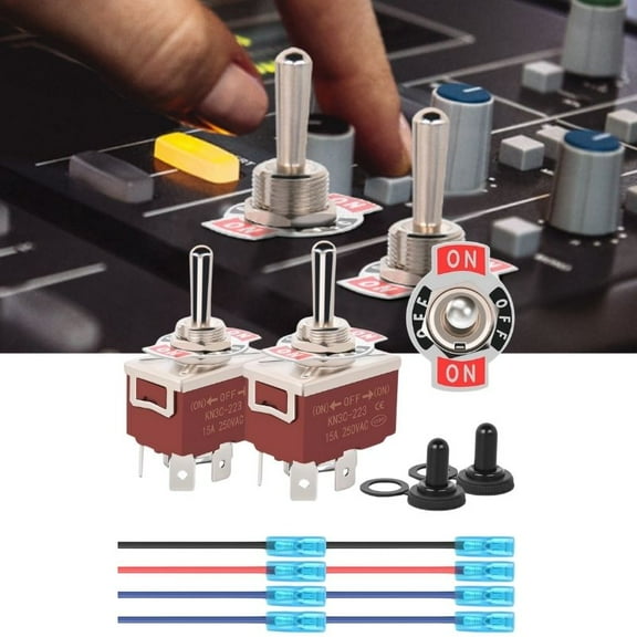 Nilight 30A Waterproof Reversing Polarity Toggle Switch 2-Pack 12V DPDT 3-Position Motor Control with 14 Gauge Wires
