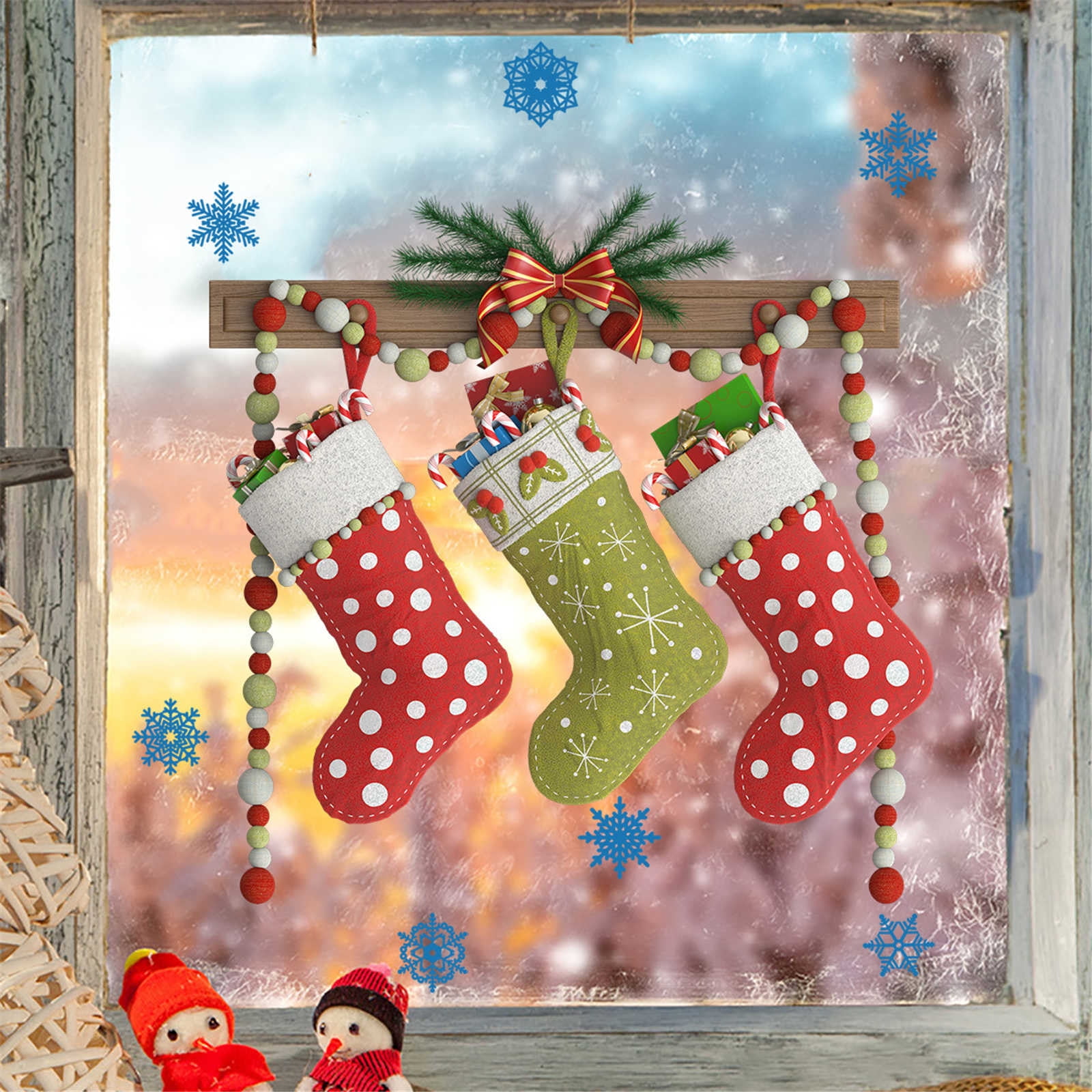 Christmas Tree Socks Gift Snow Star Wall Stickers Decal Removable Kids Decor Art 
