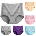 thumbnail image 2 of Joau 5 Pack Women's Cotton Seamless Brief Underwear High Waisted Full Coverage Ladies Lace Bikini Panties (Available in Plus Size), Multipacks, 2 of 3