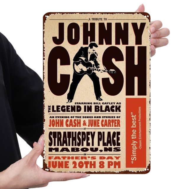 Placa Metal Vintage Johnny Cash Pintura Hierro Rectangular Artística para Bar 20x30cm