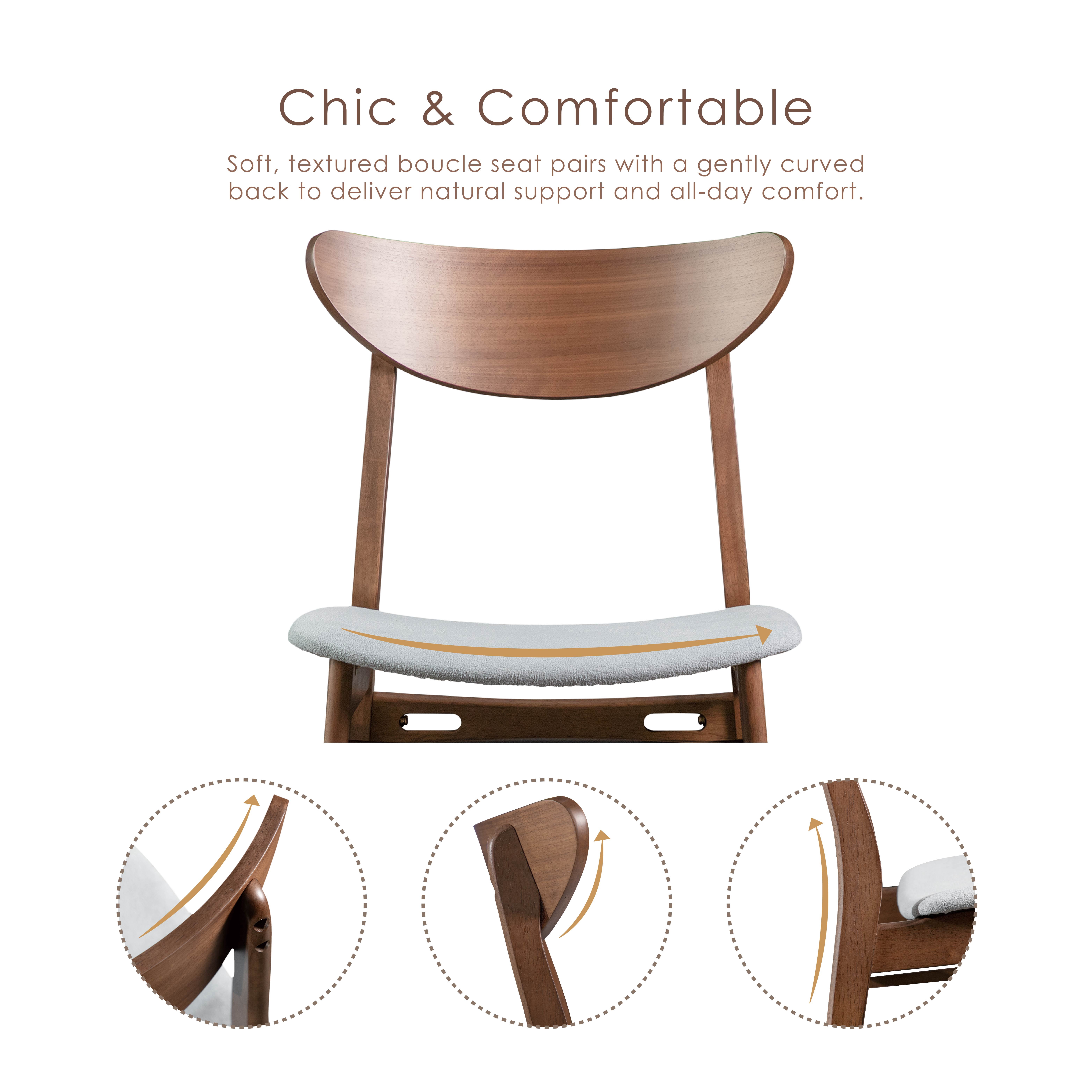 Furniture of America Erik Mid-Century Wingback Wood Dining Chairs, Walnut (Set of 2)