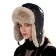 thumbnail image 4 of Fgnfyis Leather Winter Trapper Hat with Ear for Outdoor Motorcycle Skiing Cold Weather Warm Lined Hats for Men and Women Black, 4 of 4