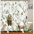 thumbnail image 4 of Deer Moose Elk Woodland Shower Curtain Sets 4-Piece Waterproof Polyester 72x72 Inch, Rustic Lodge Theme with Non-Slip Bath Mat & Toilet Cover, Includes 12 Hooks, 4 of 7