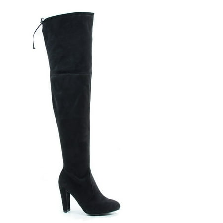 

Amaya01 Over The Knee High Heel Boot - Women Slouchy Back Tie Up Thigh High Boot
