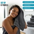 thumbnail image 2 of Utopia Towels 8 Piece Towel Set – Super Absorbent & Quicker-to-Dry, Thick 100% Ring Spun Cotton Towels for Bathroom, Spa & Hotel – 2 Bath, 2 Hand, 4 Washcloths, Grey, 2 of 8