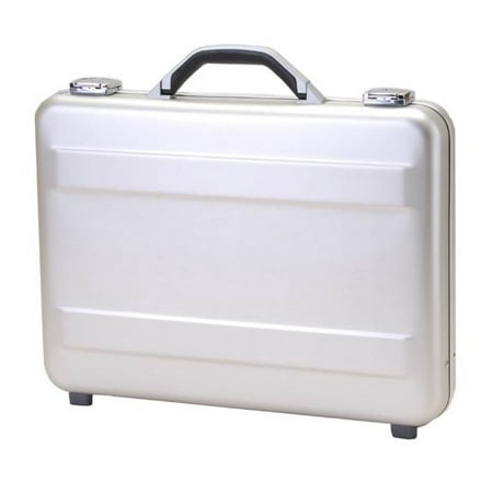 Slimline Flap Briefcase - Molded Aluminum Slim Line Attache Case (Black)