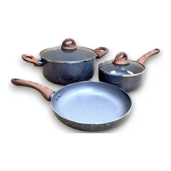 Juego Bateria Cocina VBG 5pzas Aluminio Olla Sarten Gris SQL-A23HH0337603