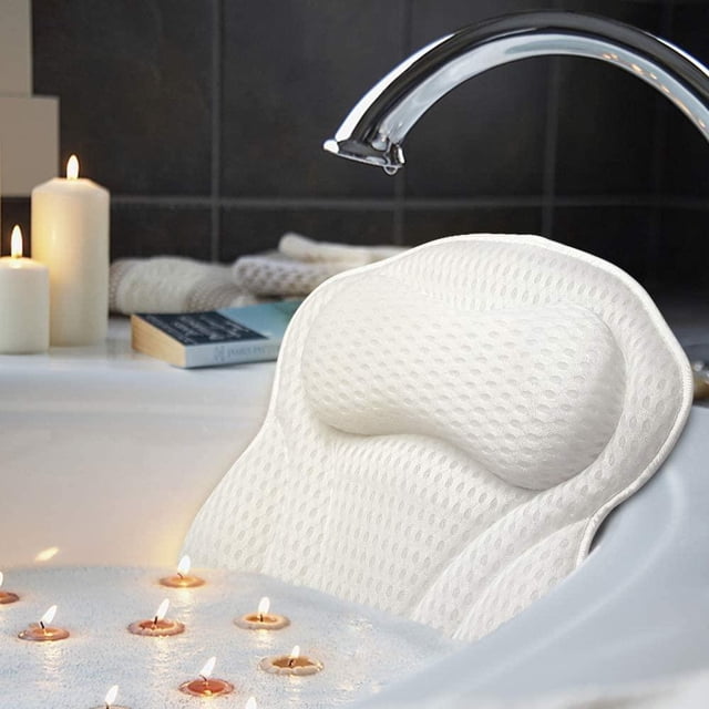 Almohada Antideslizante Para Bañera Con Ventosas, Soporte Para Reposacabezas Y Cuello De Bañera De Spa, Almohada Para Bañera De Malla De Aire De Secado Rápido Eigraketly CE006082-00