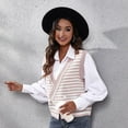 thumbnail image 3 of SWSMCLT Women's Button Fashion Loose Deep V Neck V Neck Sweater Vest Knit Soft Cute Asymmetrical Sweater Pink Large, 3 of 4