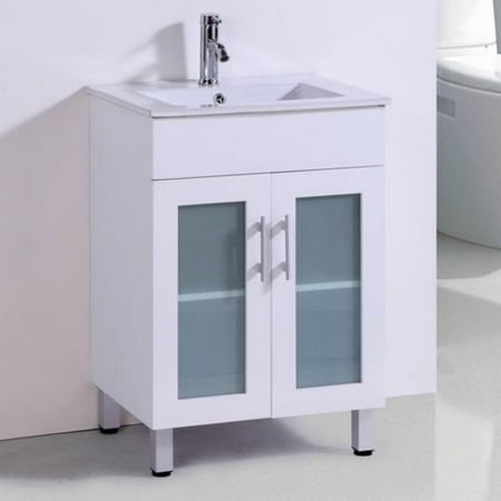 Ceramic Bathroom Vanity - Belvedere 24 in. Modern Single Bathroom Vanity with Ceramic Countertop