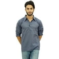 thumbnail image 4 of Atasi Men's Gray Kurta Roll-Over Shirt Collar Neck Ethnic Indian Clothing-XL, 4 of 7