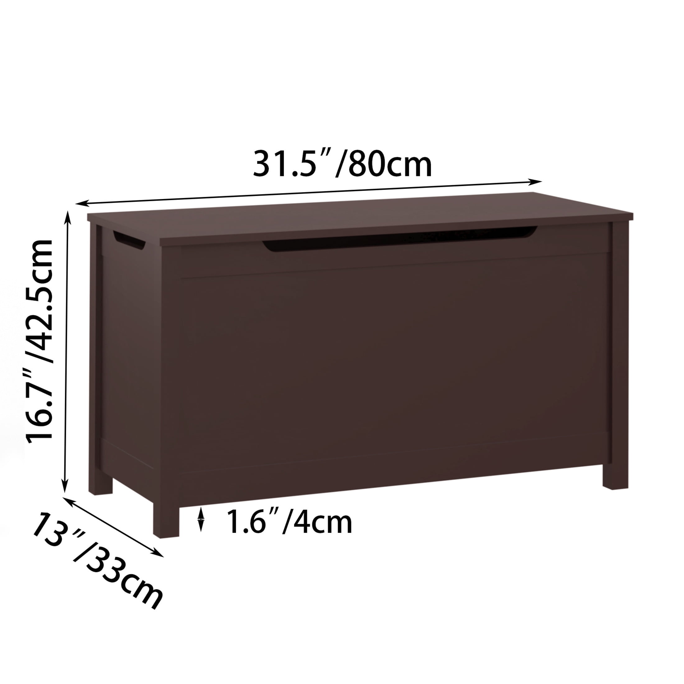 Noble House Thalhill 31.5" Kids Wooden Toy Box, Safety Hinged Lid Storage Chest Bench, Toy Organizer Kid Room, Coffee