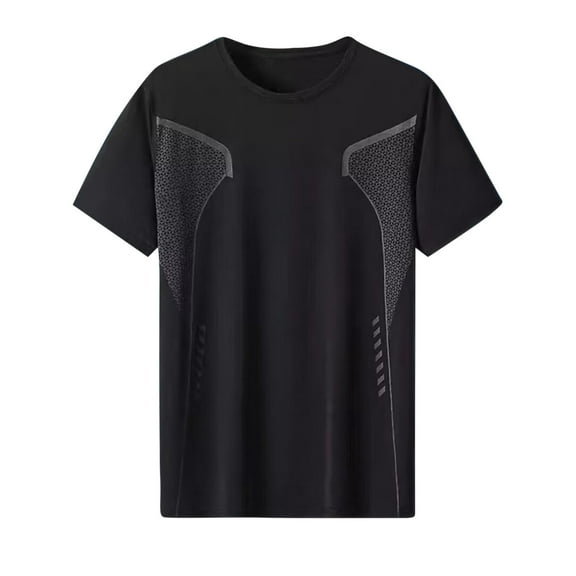 ZCFZJW Mens Workout Shirts Short Sleeve Athletic Quick Dry Regular Fit Tshirts Shirts Running Gym Crewneck Basic T-Shirts Black M