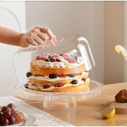 HBlife Acrylic Cake Stand with Dome Cover (12.2), Multifunctional Serving Cookie Platter Punch Bowl and Cake Plate for Dessert Table Display for Parties (6 Uses)