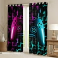 thumbnail image 2 of Gamer Window Curtains Room,42"Wx84"L 30%-50% Blackout Curtains 3D Gaming Geometric Curtains & Drapes,Game Console Window Treatments 2 Panels,Neon Purple Teal Black, 2 of 5