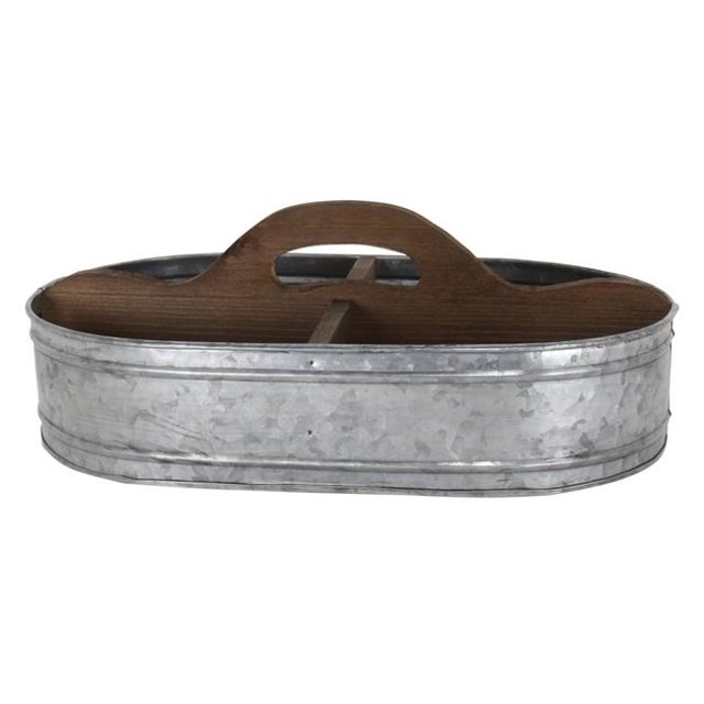 Cheungs 4972 4 Compartment Metal Caddy with Wood Center Divider