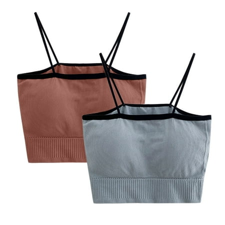 

Tangnade Ladies casual underwear bra 2PC Women s Contrast-color Chest Wrapped Seamless Riml Underwire Sports Bra B Free size