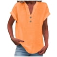 thumbnail image 2 of Button Down Shirts for Women V-Neck Solid Color Fashion Blouses Short Sleeve Dressy Work Tops, 2 of 4