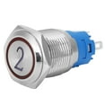 thumbnail image 3 of Componente eléctrico, 2 piezas, botón pulsador de metal de 5 pines con reinicio automático plano, rendimiento inigualable, 3 of 7