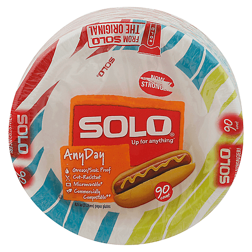 ( 2 Pack ) Solo Paper Plates, Any Day, 8.5 IN, 90 Count
