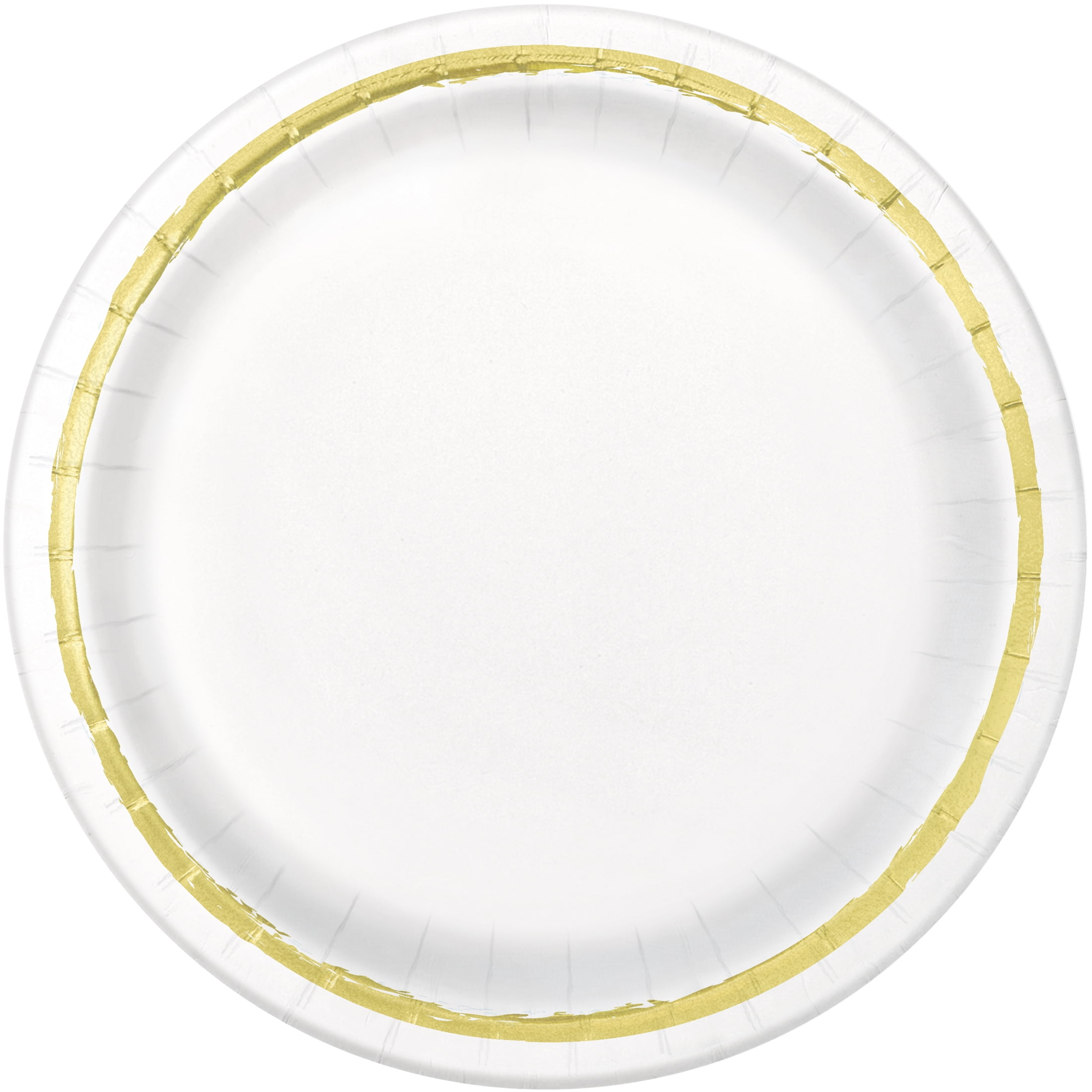 Way to Celebrate! Gold Painted Stripes Paper Dessert Plates, 7in, 10ct