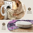 thumbnail image 5 of ODIKA 3'x5' Washable Throw Rug Purple Plum Motif Vintage Frame Pink Mauve Distressed Boho Grey for Entryway, Kitchen, Mudroom, Stain Resistant, Low Profile, Non-Slip, 5 of 7