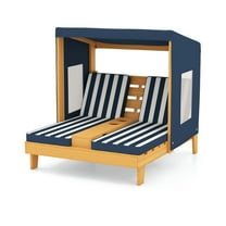 Resenkos Kids Patio Lounge Chair with Cup Holders and Awning-Navy, Kids Chairs for Kids