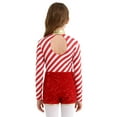 thumbnail image 2 of Aislor Girls Christmas Dance Leotard Striped Sequins Shorts Jumpsuits Santa Elf Clothings Red 14, 2 of 7