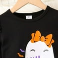 thumbnail image 5 of Bellafa Baby Girl Halloween Outfit Ruffle Long Sleeve Crew Neck Pumpkin Ghost Print Tops Shirt+ Bell Bottoms Toddler Fall Outfits, 5 of 9