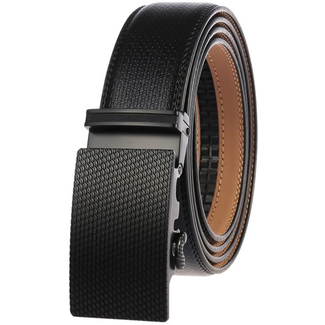 Cinturon hombre, cinturon trinquete hebilla automatica cinturon de cuero para hombre ropa, talla ajustada Adepaton HMHZ763-1