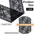 thumbnail image 2 of 1 Skein 5 Yards 6.25 Inch Black Lace Ribbon Roll Wide Scalloped Polyester Stretch Elastic Trim Vintage Floral Pattern Stretchy Fabric for Sewing Making Crafts Dress Costume Wedding Tablecloth Supply, 2 of 9