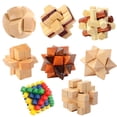 thumbnail image 2 of Juguete educativo tradicional chino Kong Ming Luban Lock, rompecabezas de madera 3D único, Cubo de madera intelectual clásico, regalo divertido Fivean unisex, 2 of 2