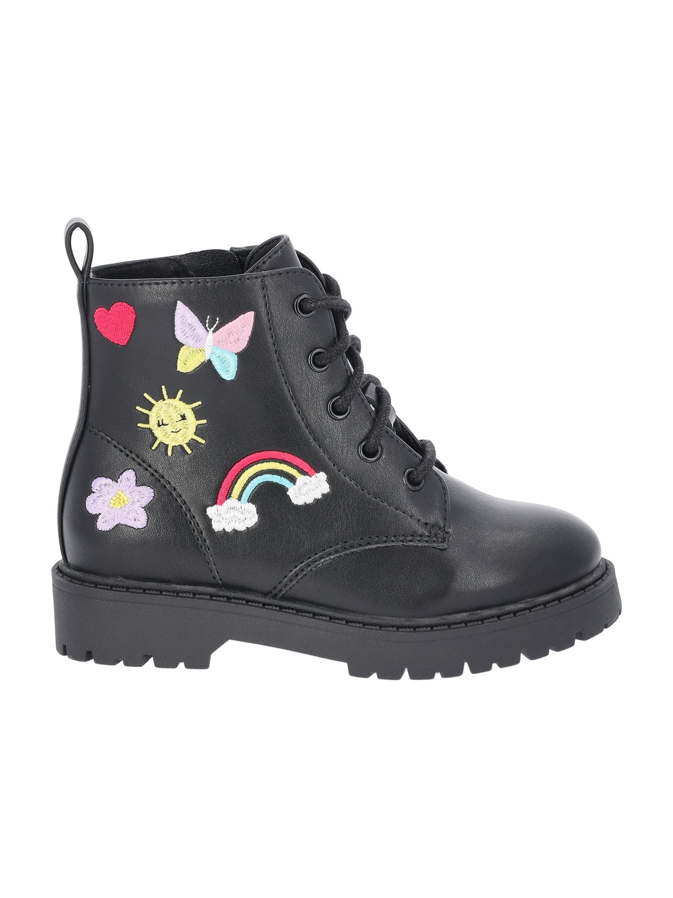 Wonder Nation Toddler Girls Combat Boots with Patches