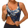 thumbnail image 3 of Daiia Blue Golden Dream Lotus Printed Women's Sports Bra, Breathable Activewear Bra with U-Back Design and Removable Pads, Comfortable and Supportive for Yoga, Workout-Small, 3 of 8