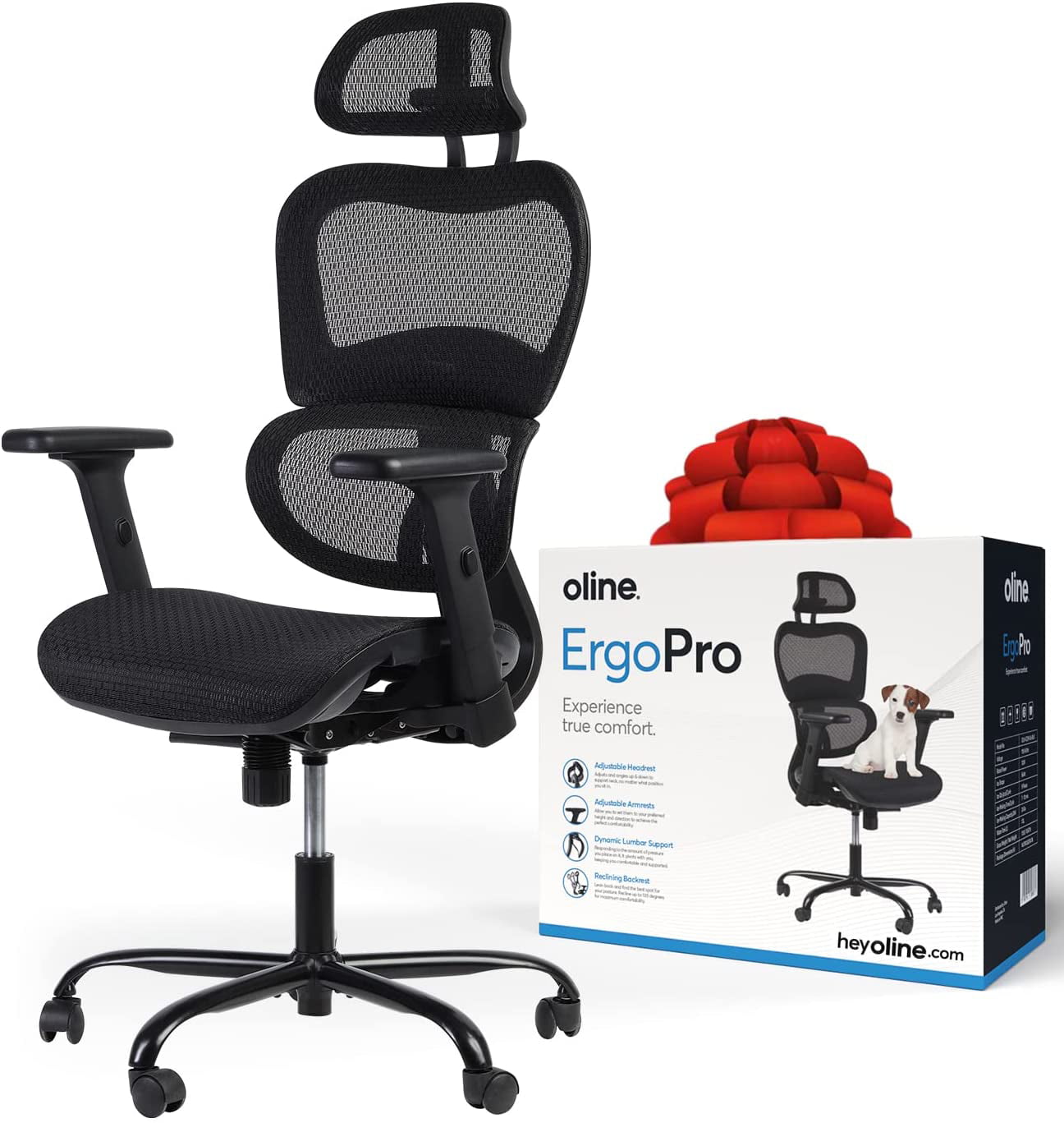 3D Lumbar Support and Extra Blade Wheels NOUHAUS Ergo3D Ergonomic Office Chair Gaming Chairs Executive Swivel Chair Mesh Computer Chair Rolling Desk Chair with 4D Adjustable Armrest Black