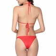 thumbnail image 6 of 1 Set Swimwear Set Solid Color Simple Backless Halter Neck Summer Bathing Suit for Beach, 6 of 7
