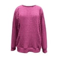 thumbnail image 4 of Fall Sweaters Loose Solid Color Round Neck Long Sleeved T-shirt Loose Casual Top Fall Outfits Fashion Clothes, 4 of 9