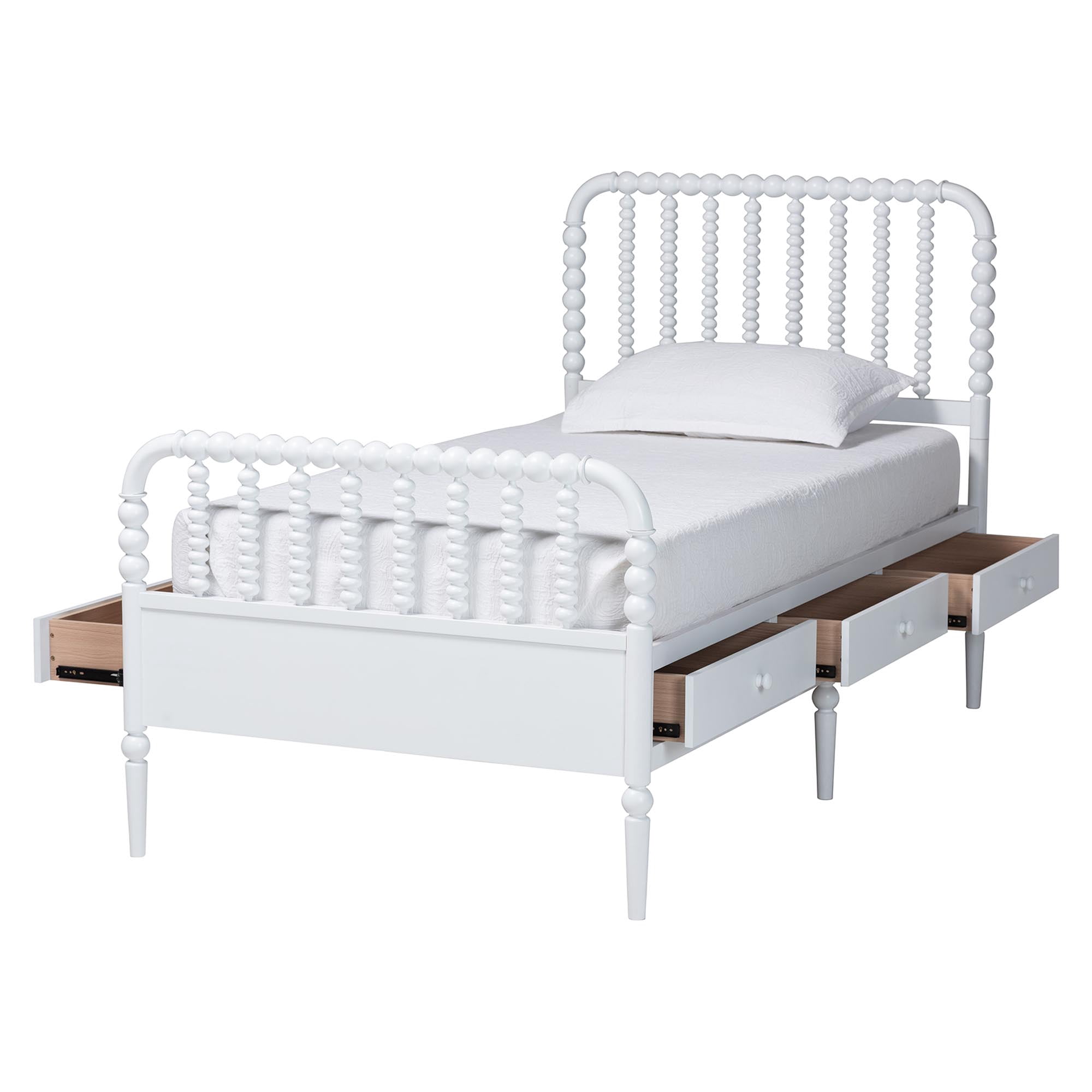 Baxton Studio Lucera Mid-Century Modern Platform Bed, Twin, White