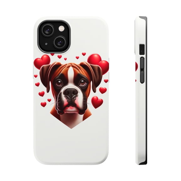DistinctInk Tough Case for Apple iPhone 13 (6.1" Screen), Compatible with MagSafe Charging - Valentine's Day Boxer