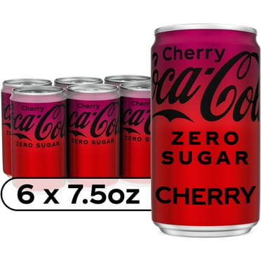 Coca-Cola Diet Zero Sugar Cherry Mini Soda Pop Soft Drink, 7.5 fl oz, 6 Pack Cans