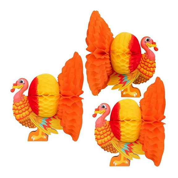 COOLHOOD Pack Of 3 Thanksgiving Turkey Honeys Combs Ball Decorations Fall Table Centerpieces For Autumns Party Home Decoration Pa