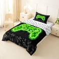 thumbnail image 2 of jejeloiu Games Console Lover Twin Comforter Sets,Pixel Miner Grid Bedding Set For Camepad Gamer Reversible 2-Piece, 2 of 7