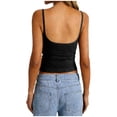 thumbnail image 4 of YODETEY Women’s Women’s Ribbed Fitted V-Neck Spaghetti Strap Tank Top , Black,Size S-XL, 4 of 7