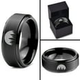 thumbnail image 4 of Tungsten Night Skyline Outdoor Camping Band Ring 8mm Men Women Comfort Fit Black Step Bevel Edge Brushed Polished, 4 of 4