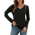 thumbnail image 4 of TARAINYA Womens Long Sleeve Tunic Tops Casual V Neck Lightweight Shirts Loose Sweatshirt, 4 of 8