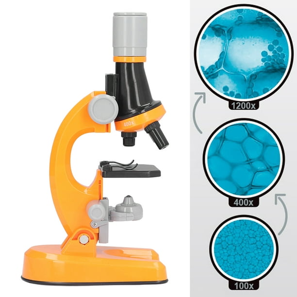 Microscope Science Kit 100X/400X/1200X Grossissement Microscope Scientifique  avec Diapositives Cadeau éducatif STEM pour Étudiants