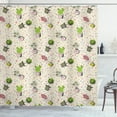 thumbnail image 1 of Cactus Spring Flower Shower Curtain, Hand Drawn Like Pots and Plants Growing Along Heart Scribbles, Fabric Bathroom Set with Hooks, 69W X 84L Inches Extra Long, Eggshell Multicolor, by Ambesonne, 1 of 3
