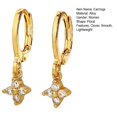 thumbnail image 7 of Hyasfey 1 Pair Women Huggie Earrings Cubic Zirconia Clover Pendant Good Luck Electroplated Alloy Ear Jewelry Lady Prom Cocktail Party Ear Clips Leverback Earrings, 7 of 7