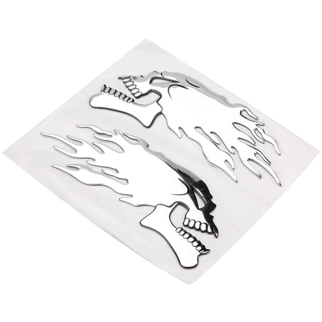 Skull Head Sticker, Motorcycle 3D Decals Silver Wear Resistant Replacement For Shadow For Modification